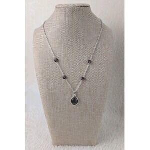 Silver Tone Purple Bead Pendant Necklace Elegant Minimalist Fashion Jewelry Gift